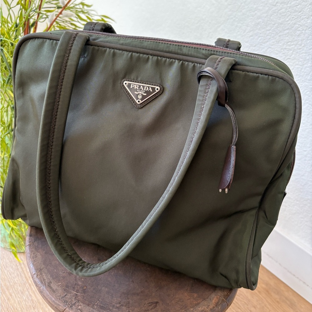 PRADA Nylon Tote - Dark Green. Good Used Condition.